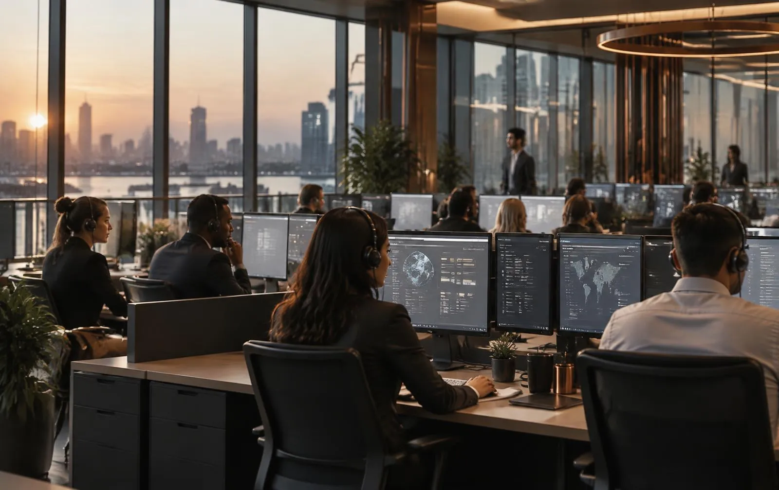 Contact-center team at work
